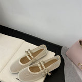 Mesh Sandals Women 2025 Spring And Summer New Cool One-Word Buckle With Round Head Flat Bottom Shallow Mouth Mary Jane Single