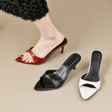 Slippers 2025 Spring New Women's Shoes Casual Light Pointed Slippers Type Wearing High-Heeled Cool