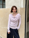 Does Not Return] Xiu Xixi 2025 Autumn Swing Bottom Knitted Long-Sleeved T-Shirt Top