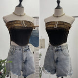 Sexy Babes Gradient Cowboy Sling Vest Irregular One-Pack Short Corset Summer