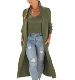 Zingj Cardigan Trench Coat Knit Loose Sweater Two Solid Color Vest Set-Outfit