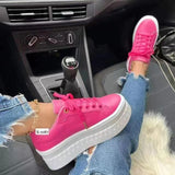 Single Shoe Thick Soles With Small White Shoes Women's Loose Cream Soles Sports Style Pure Color Board Shoes