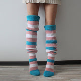 Zingj Socks Fashion Y2K Striped Long Over Knee Knit Pile Socks Woman
