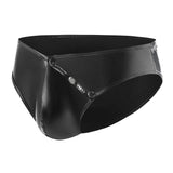 Zingj Men's PVC Bright Leather Triefs Sexy Open File Lekhoers Size Accurate No