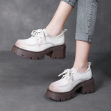 Single Shoe Thick Sole High Heel Year New Leather English Wind Small Leather Shoes Pedalle