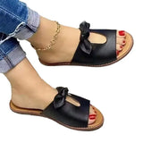Version Of The Solid Color Bow Flat-Bottom Slippers Women Casual Fashion Slippers Women's Home Cold