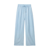 New Solid Color Elastic Waist Wide Leg Trousers