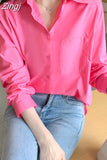 Fashion Spring Autumn 2023 New Women Shirts Turn Down Collar Solid Simple Chiffon Blouse Loose Clothes Blusas Tops