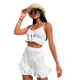 2023 New Solid Color Floral Special Fabric Three-Piece Swimsuit Swimsuit
