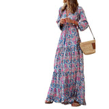 937 Spot Women's Wear Fall 2025 New Fashion V-Neck Long Sleeve Medium Long Bohemian