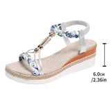 And Summer New Round Head Flat Bottom Heel Sandals Women Weaving Beads Toe Bohemian Thick-Soled Beach