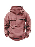 And Autumn New Men's Hooded Solid Color Sweater Youth Sports Multi-Pocket