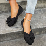 Spring New Large-Size Tip Heel Single Shoes Bean Bean Shoes Bows Casual Single Shoes