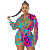 Moen Fashionable Print Shirt Collar Casual