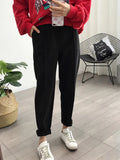 Thicken Women Pencil Pants Wool Pants Female 2023 Autumn High Waist Loose Trousers Capris Good