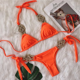 Zingj New Bikini Solid Color Split Swimsuit Sexy Hand-Woven Women's