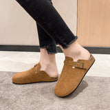 Thick-Bottomed Bag Head Half Slippers Women Wearing Spring And Summer Lazy Cork Flat Bottom Casual Cold