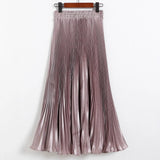 Luster Polyester Pressure Folded Half Skirt Original Single Long Skirt Silk Clear Silk