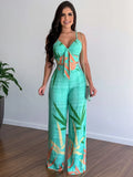 Set Of Women's Personality Temperament Straight Trousers Sexy Top Fashion Casual