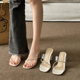 High-Heeled Sandals 2025 Women's Summer New Fashion Net Red Crystal Shoes Front Coarse And Cool Slippers Women
