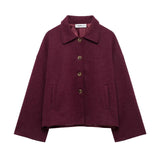 Women's ZA Autumn And Winter Street Fashion Short Shirt Collar Collar Hair