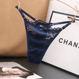 Thong Trousers Low-Waist Hot Lace Perspective Without Trace Elastic Cotton Seduction Hollow Adjustable