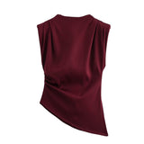 Three-Color Folded Decorative Cushion Shoulder Jacket Without Sleeve Top 2025 Spring New