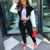 Winter Baseball Sport Women's Set Jacket and Pants Suit Active Sweatsuit Tracksuit Two Piece Set Fitness