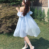 Dresses Women Student Sweet Fashionable Bow Solid Chic Lovely Girls All-match Leisure Summer Design