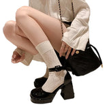 Spring And Summer Barbie Powder Single Shoe Waterproof Table With Baotou Thick Heeled Mary Jane Head High