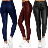 Women's High-Waisted Solid Leather Slacks Small-Legged Trousers Trousers Trousers Women's Casual