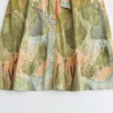 Spring Print Lapel Sleeveless Belt Dress