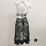 Romantic Thin Perspective Lace Sexy Sling Aja Skirt Pure Lust High-Intel