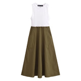 Pocket Spliced Midi Dress