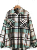 Autumn Women's Wear Urban Leisure Woolen Plaid Shirt