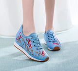 Zingj Shoes, Sports Shoes Autumn And Winter Leisure Walk Shoes Lace Embroidered Cloth Shoes Inside Heighten Women's