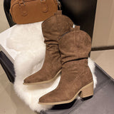 Autumn And Winter Fashion Boots Coarse And Retro Lazy Wind Chivalrous Languid Boots Piles Of Boots Meirad Pointed Women's