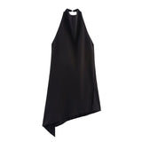 Women's Clothing Neck Tie Minimalist Top + Mid-Rise Loose Trousers