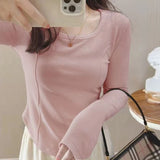 Zingj Velvet Inside The Bottom Shirt Female 2024 Autumn And Winter Long-Sleeved T-Shirt Slim Show Thin Design Sense Of Foreign Style Student Jacket