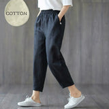 Pants Women Summer Harem Cotton Linen Solid 5-color Womens Trousers Elegant Thin Loose All-match Leisure Simple Chic