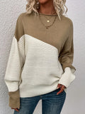 Women's Sweater Casual Loose Knitted Shirt Color Long-Sleeved Collar Knitting
