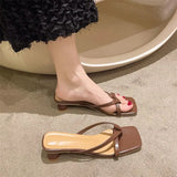 Evening Wind Slippers Wearing Women's Shoes In The Spring And Summer Of 2025 New Thick Heel Square Head Clamp White Cool