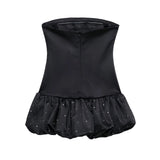 Women's Clothing 2025 Autumn And Winter New Water Drill Balloon Version Of Silk And Silk-Sense Texture