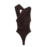 Women's ZA Summer New Asymmetric Folding Decoration Folding Net Holiday