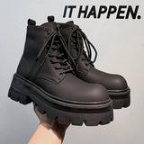 Zingj Charcoal Black High Tube Male British Thick Chelsea Boots Locomotive Martin Pipe Boots Trend Short Boots