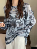 Zingj Shot Tie-Dye Gauze Sunscreen Jacket Women's Summer New Style Loose Ice Silk Thin Perspective Long-Sleeved T-Shirt