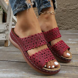 Southeast Asia Flower Slope And Hollow Large-Size Slippers Women Cool Slippers