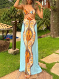 Women's Dress Sexy Wrapped Chest Bare Back Sleeveless Long Dress Summer
