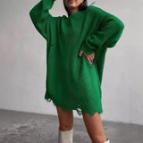 New Knitted Round Collar Loose Long-Sleeved Sweater In The