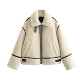 Autumn And Winter New Lamb Wool Coat Female Motorcycle Fur Integrated Locomotive Thickened Coat
